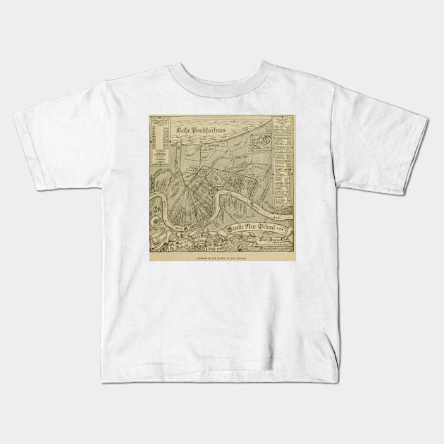 Vintage Map of New Orleans Louisiana (1919) Kids T-Shirt by Bravuramedia